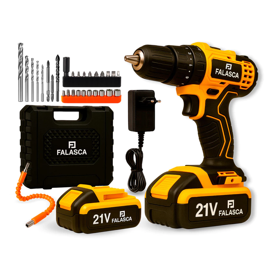 PARAFUSADEIRA E FURADEIRA A BATERIA PF21B2 21V COM DUAS BATERIAS