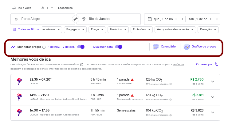 Configurando alertas de preço